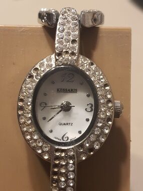 🦋10/$20🦋 Kessaris Silver/MOP Rhinestone Stainless Steel Women's Watch